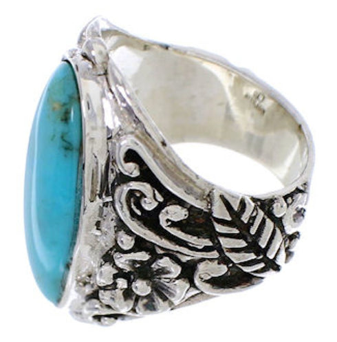Turquoise Southwest Flower Silver Jewelry Ring Size 5-1/4 YX34236